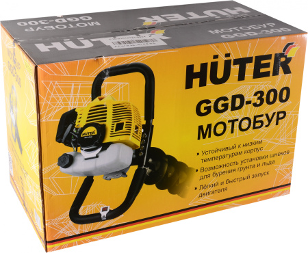 Мотобур Huter GGD-300 бытовой 2-х такт. 2000Вт 2.7л.с. 52см3 3000об/мин (70/13/22)