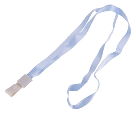 Шнур для пропуска Deli 8352l-blue 45х1см нейлон голубой (упак.:12шт) пластиковый пакет