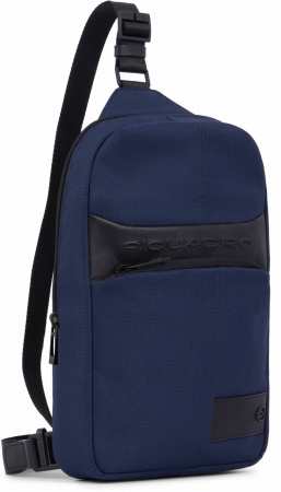 Рюкзак слинг мужской Piquadro Wollem CA5751W129/BLU синий полиэстер/натур.кожа