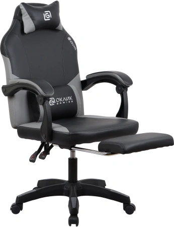 Кресло игровое Оклик Cooldown черный/серый ПВХ/полиуретан крестов. пластик подст.для ног