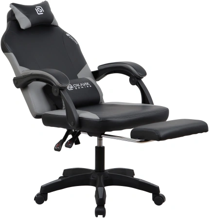 Кресло игровое Оклик Cooldown черный/серый ПВХ/полиуретан крестов. пластик подст.для ног