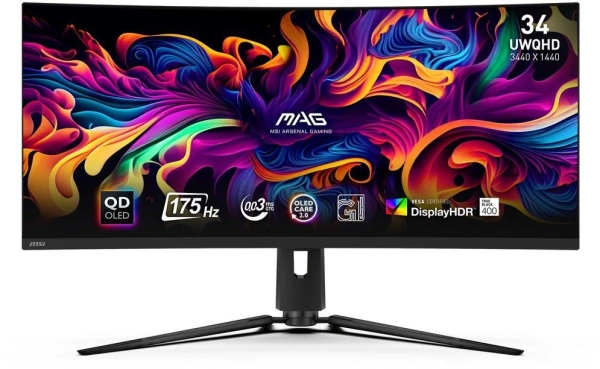 Монитор MSI 34" MAG 341CQP QD-OLED OLED 2K чер 0.03ms HDMI DP USB M/M HAS 175Hz 250cd Cur