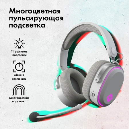Наушники с микрофоном GMNG GG-HS405W белый мониторные BT/Radio/3.5mm оголовье (1899880)