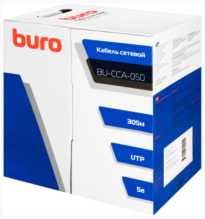 Кабель сетевой Buro UTP 4 пары cat5E solid 0.50мм CCA 305м серый