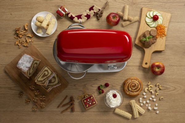 Кухонная машина Gorenje MMC1000RLR планетар.вращ. 1000Вт красный/серый