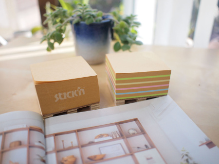 Блок самоклеящийся бумажный Stick`n 21817 76x76мм 400лист. пастель+крафт Kraft Notes "палета"