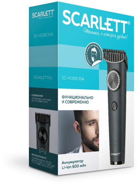 Машинка для стрижки Scarlett SC-HC63C104 графитовый/черный 5Вт (насадок в компл:1шт)
