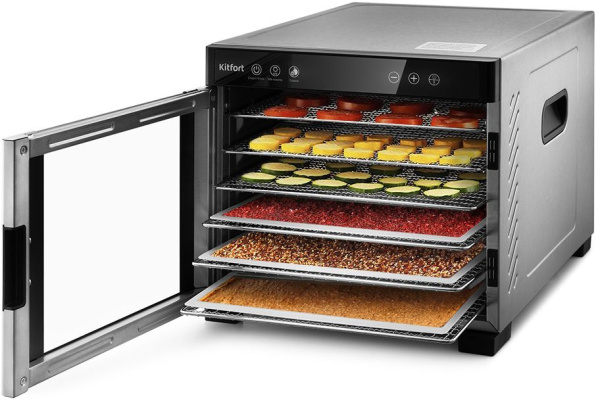 Сушка для фруктов и овощей Kitfort KT-1916 6под. 650Вт черный