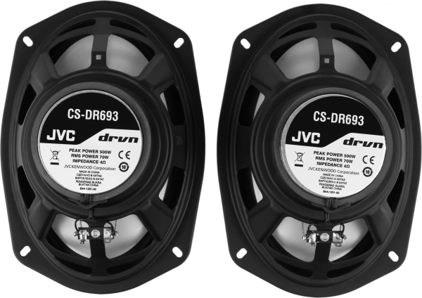 Колонки автомобильные JVC CS-DR693 500Вт 86дБ 4Ом 15x23см (6x9дюйм) (ком.:2кол.) коаксиальные трехполосные