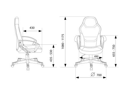 Кресло игровое Zombie 100 черный ткань/эко.кожа крестов. пластик