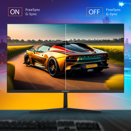 Монитор SunWind 27" SM-27FI221 черный IPS LED 16:9 HDMI M/M матовая 300cd 178гр/178гр 1920x1080 100Hz G-Sync VGA DP FHD 4.3кг