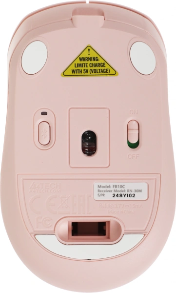 Мышь A4Tech Fstyler FB10C розовый оптическая (2400dpi) беспроводная BT/Radio USB (4but)