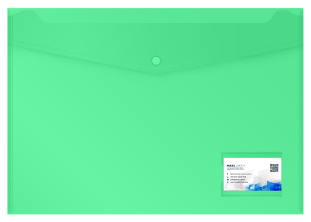 Конверт на кнопке Бюрократ -PKA3 A3 пластик 0.18мм ассорти карман для визитки