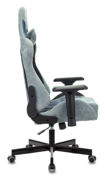 Кресло игровое Zombie VIKING 7 KNIGHT Fabric голубой текстиль/эко.кожа с подголов. крестов. металл