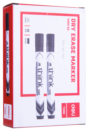 Маркер для досок Deli EU00120 Think круглый пиш. наконечник 2мм черный