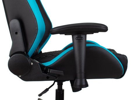 Кресло игровое Knight Neon черный/голубой соты эко.кожа с подголов. крестов. металл