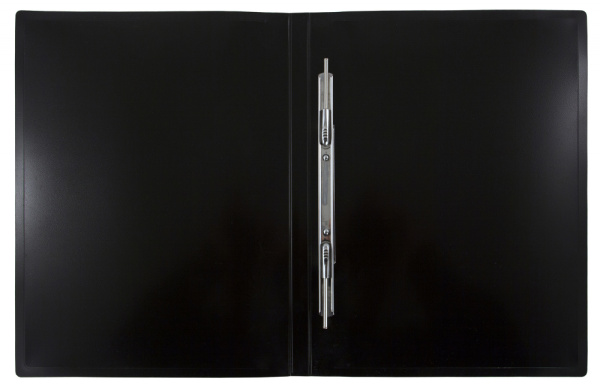 Папка метал.пруж.скоросш. Бюрократ DeLuxe DL07PBLCK A4 пластик 0.7мм кор.27мм черный