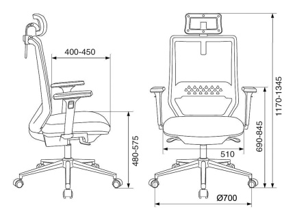 Кресло руководителя Бюрократ MC-612N-H черный TW-01 38-418 сетка/ткань с подголов. крестов. металл хром