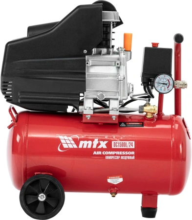 Компрессор поршневой MTX DC1500L/24 масляный 210л/мин 24л 1500Вт красный/черный