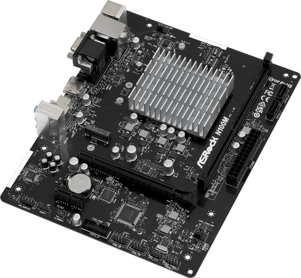Материнская плата Asrock N100M 1xDDR4 mATX AC`97 6ch(5.1) GbLAN+VGA+HDMI+DP