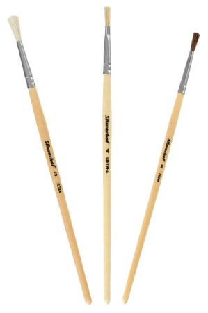 Набор кистей Silwerhof 980055 (наб.3шт) пон.круг.№2/коз.круг.№3/щет.плос.№4 дерев.ручка