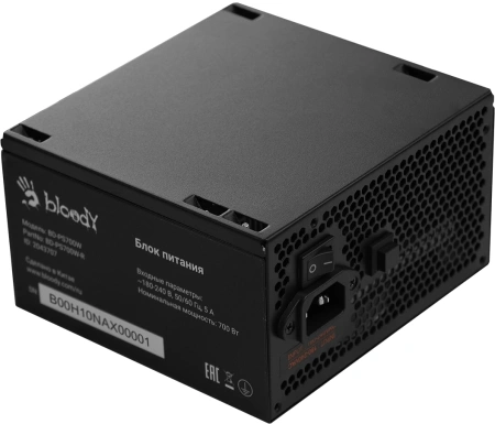 Блок питания Bloody ATX 700W BD-PS700W 80 PLUS WHITE (20+4pin) APFC 120mm fan color LED 6xSATA RTL