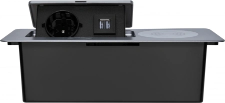 Розетка Cactus CS-SOCKET-USBA-WLESS для столешницы 26.5x11.8x6.5см серебристый