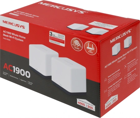 Бесшовный Mesh роутер Mercusys Halo H50G(2-pack) AC1900 10/100/1000BASE-TX белый (упак.:2шт)