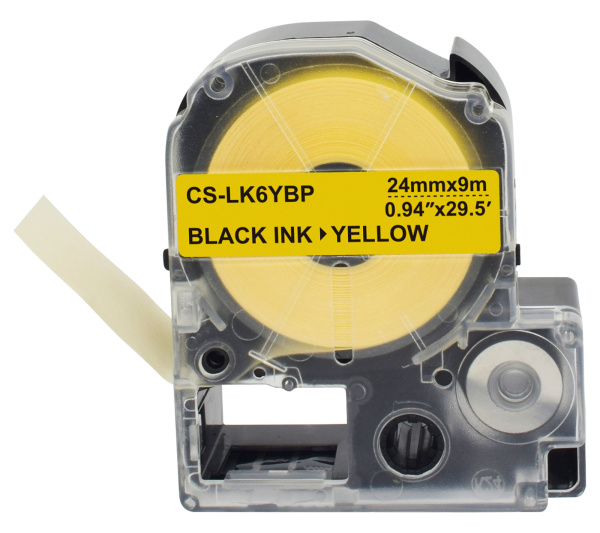 Картридж ленточный Cactus CS-LK6YBP LK-6YBP черный на желтом 24x9 для Epson LW700/LW600P/LW1000P/Z700/Z900