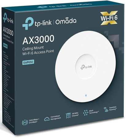 Точка доступа TP-Link EAP650 AX3000 10/100/1000BASE-TX белый