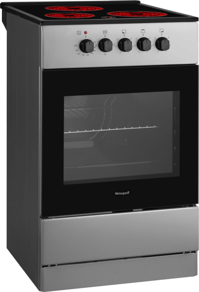 Плита Электрическая Weissgauff WES E2V05 S серебристый стеклокерамика (без крышки)