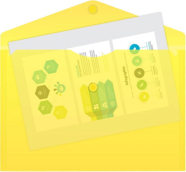 Конверт на кнопке Бюрократ -PK804A5YEL A5 пластик 0.18мм желтый