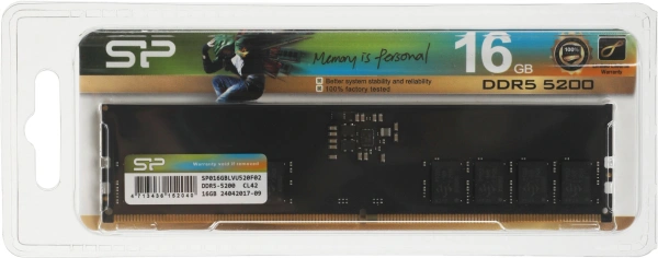 Память DDR5 16GB 5200MHz Silicon Power SP016GBLVU520F02 RTL PC5-41600 CL42 DIMM 288-pin 1.1В dual ra
