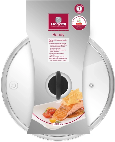 Крышка Rondell Handy RDA-1685 d=20см крыш.прозрачный руч.черная