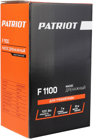 Насос садовый дренажный Patriot F 1100 1120Вт 15700л/час (315302469)