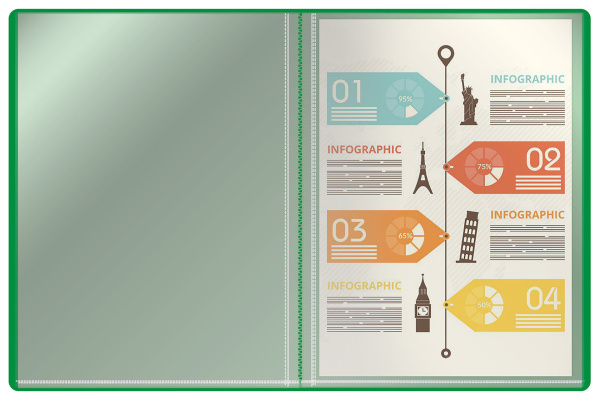 Папка с 40 прозр.вклад. Buro -ECB40GREEN A4 пластик 0.5мм зеленый