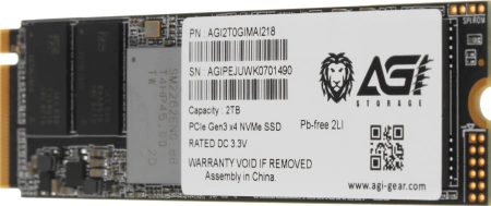 Накопитель SSD AGi PCIe 3.0 x4 2TB AGI2T0GIMAI218 M.2 2280