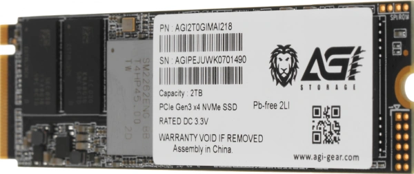 Накопитель SSD AGi PCIe 3.0 x4 2TB AGI2T0GIMAI218 M.2 2280