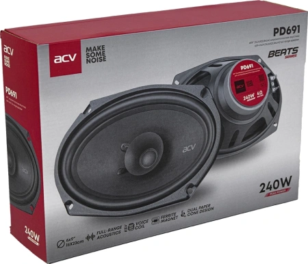 Колонки автомобильные ACV PD-691 BEATS (без решетки) 240Вт 91дБ 4Ом 16x23см (6x9дюйм) (ком.:2кол.) коаксиальные однополосные