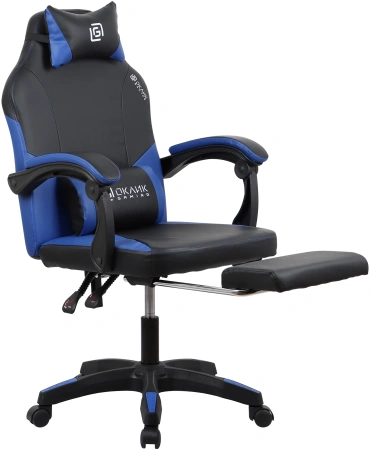 Кресло игровое Оклик Cooldown черный/синий сиденье черный/синий искусст.кожа/сетка с подголов. крест