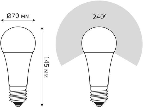 Лампа светодиодная Gauss Elementary A67 35Вт цок.:E27 груша 220B св.свеч.бел.хол. (упак.:10шт) (70235)