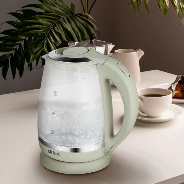 Чайник Kitfort КТ-6601 2л. 2200Вт бежевый (стекло/пластик)