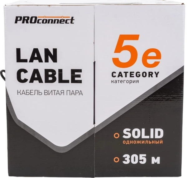 Кабель информационный PROconnect 01-0045-3 кат.5E UTP 4 пары 24AWG PE внешний 305м черный
