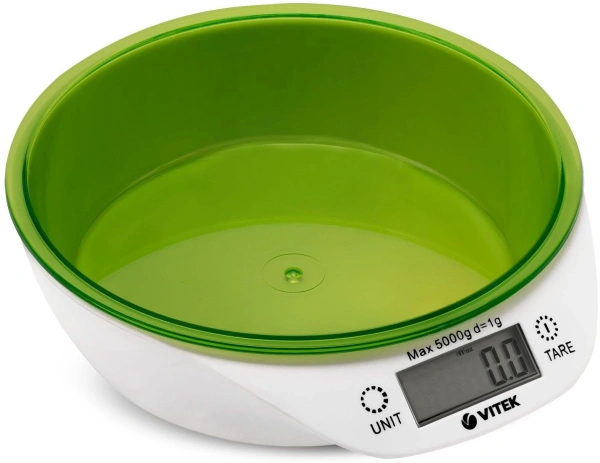 Весы кухонные электронные Vitek VT-2400 макс.вес:5кг белый/зеленый