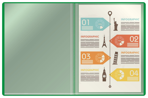 Папка с 30 прозр.вклад. Buro -ECB30GREEN A4 пластик 0.5мм зеленый