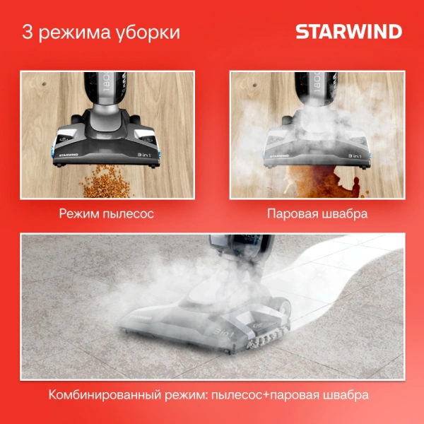 Пылесос паровой Starwind SSV9555 1800Вт темно-серый/серебристый
