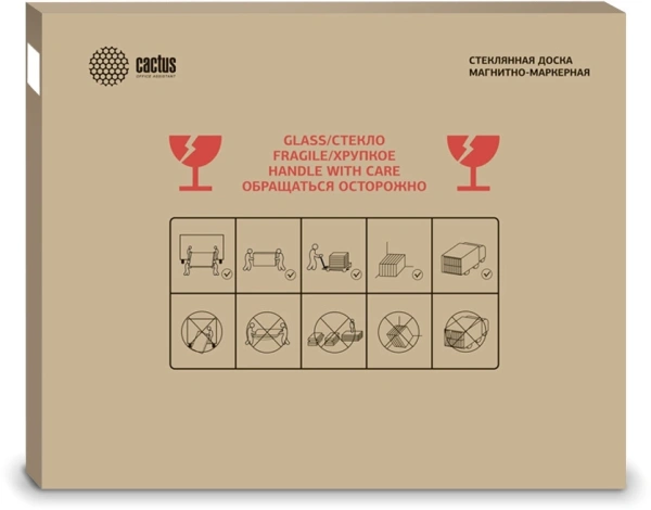 Доска стеклянная Cactus CS-GBD-65X100-WT-TM Сквозное крепление стекло белый 65x100см стекло крепления