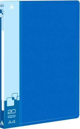 Папка с 20 прозр.вклад. Бюрократ -BPV20BLUE A4 пластик 0.6мм торц.карм с бум. встав синий