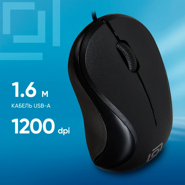 Мышь Оклик 115S черный оптическая (1200dpi) USB для ноутбука (3but)