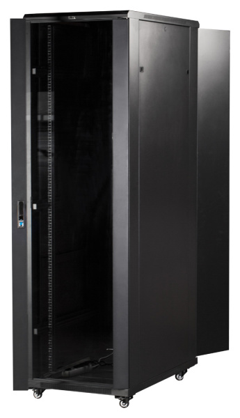 Шкаф коммутационный Lanmaster (TWT-CBB-27U-6X8-P1) напольный 27U 600x800мм пер.дв.перфор. задн.дв.перфор.2-хст. 2 бок.пан. 800кг черный IP20 сталь